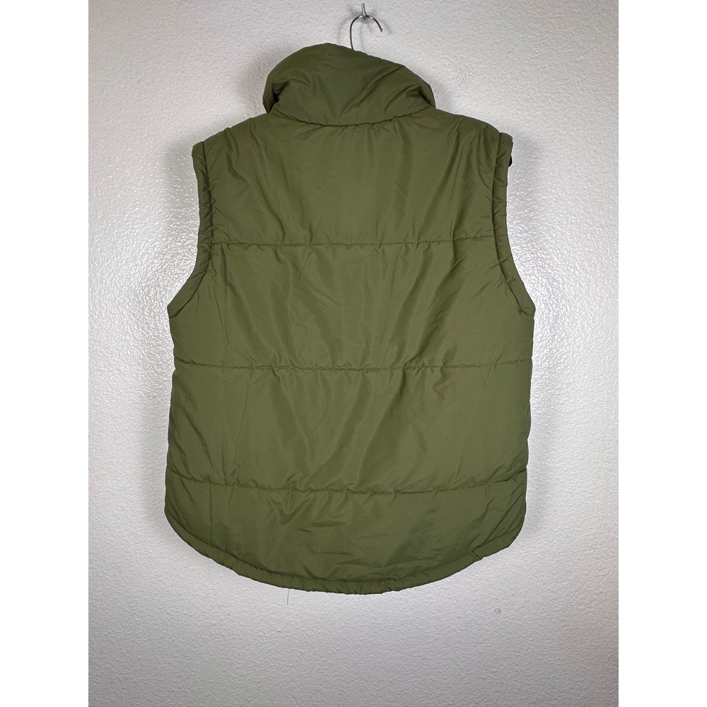 Unbranded Olive Green Puffer Vest Womens Medium‎ Zip Snap Pockets Quilted - Picture 3 of 7